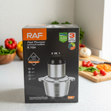 RAF Electric Meat Chopper 800W 2L Stainless Steel Bowl Food Processor For Meat And Vegetables